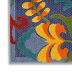 Nourison Aloha Indoor/Outdoor Modern Navy Multicolor 3'6' X 5'6' Area Rug, Easy Cleaning, Non Shedding, Bed Room, Living Room, Dining Room, Backyard, Deck, Patio (4X6)