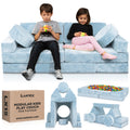 Lunix Lx15 14Pcs Modular Kids Play Couch, Child Sectional Sofa, Fortplay Bedroom And Playroom Furniture For Toddlers, Convertible Foam And Floor Cushion For Boys And Girls, Blue