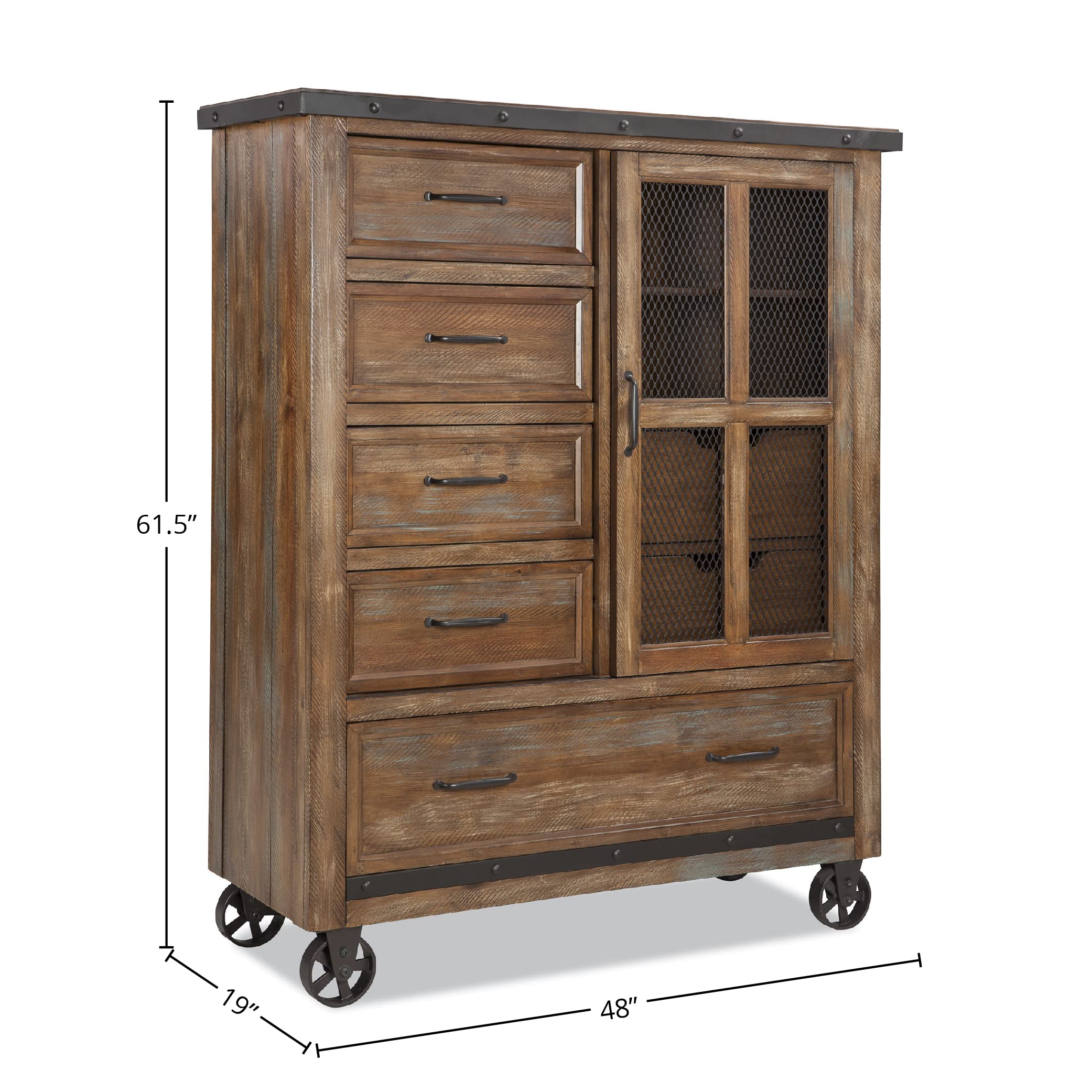 Intercon Taos Gentleman's Chest with 5 Drawers and Door Cabinet, Canyon Brown Dresser