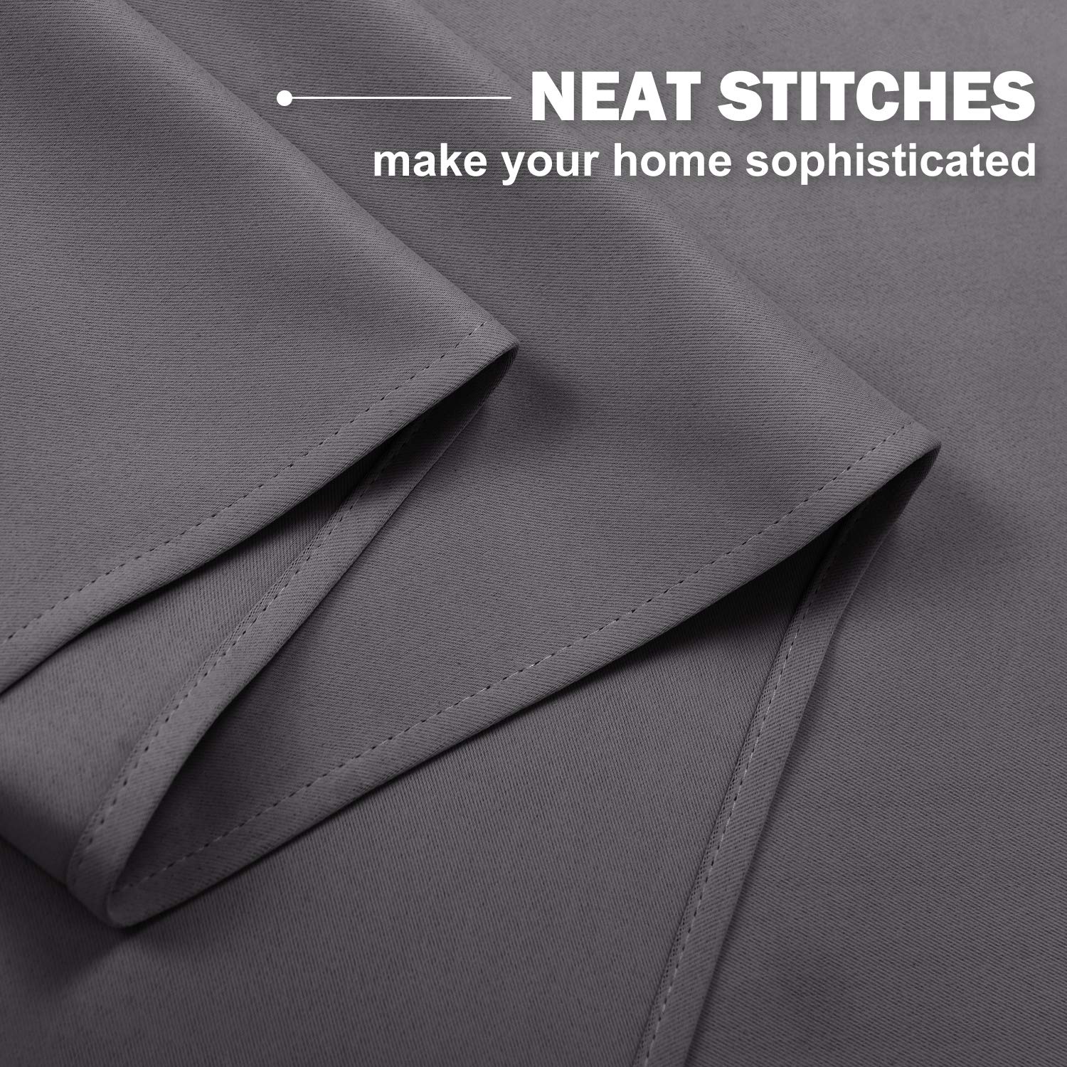 Nicetown Blackout Kitchen Tiers Window Valances For Living Room - Thermal Insulated Blackout Grommet-Top Short Curtains For Cafe Store/Basement (Grey, 2 Panels, 52W By 18L With 1.2 Inches Header)