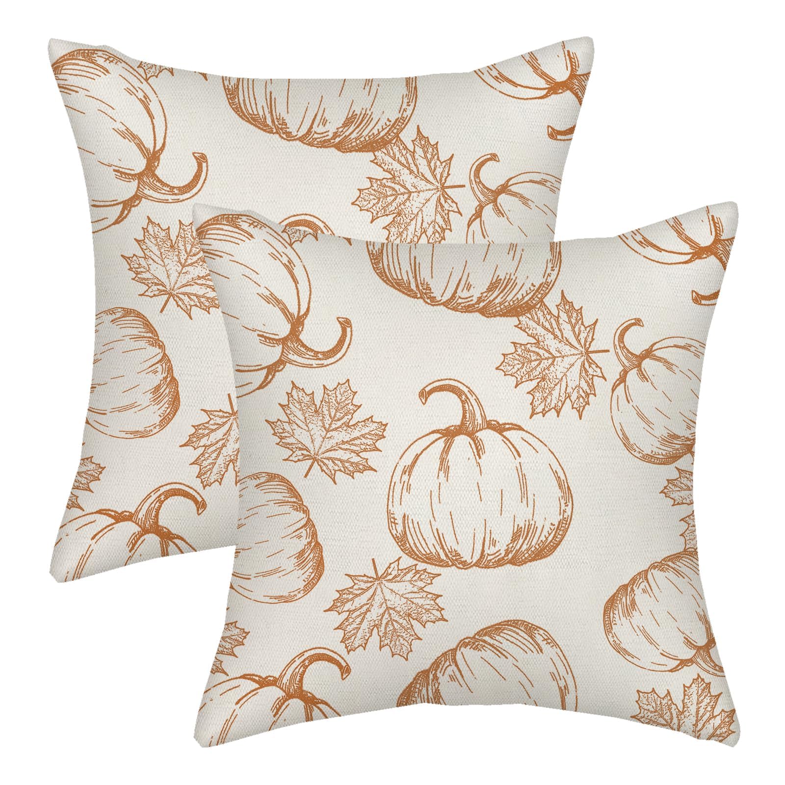 Fall Pillow Covers 24X24 Burnt Orange Pumpkin Decor Throw Pillows Case For Couch Maple Leaves Autumn Harvest Indoor Outdoor Deco