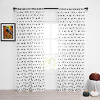 Mysky Home Curtains For Living Room 84 Inch Long Halloween Black Pom Pom Curtains For Bedroom Sheer Curtains For Nursery Windows