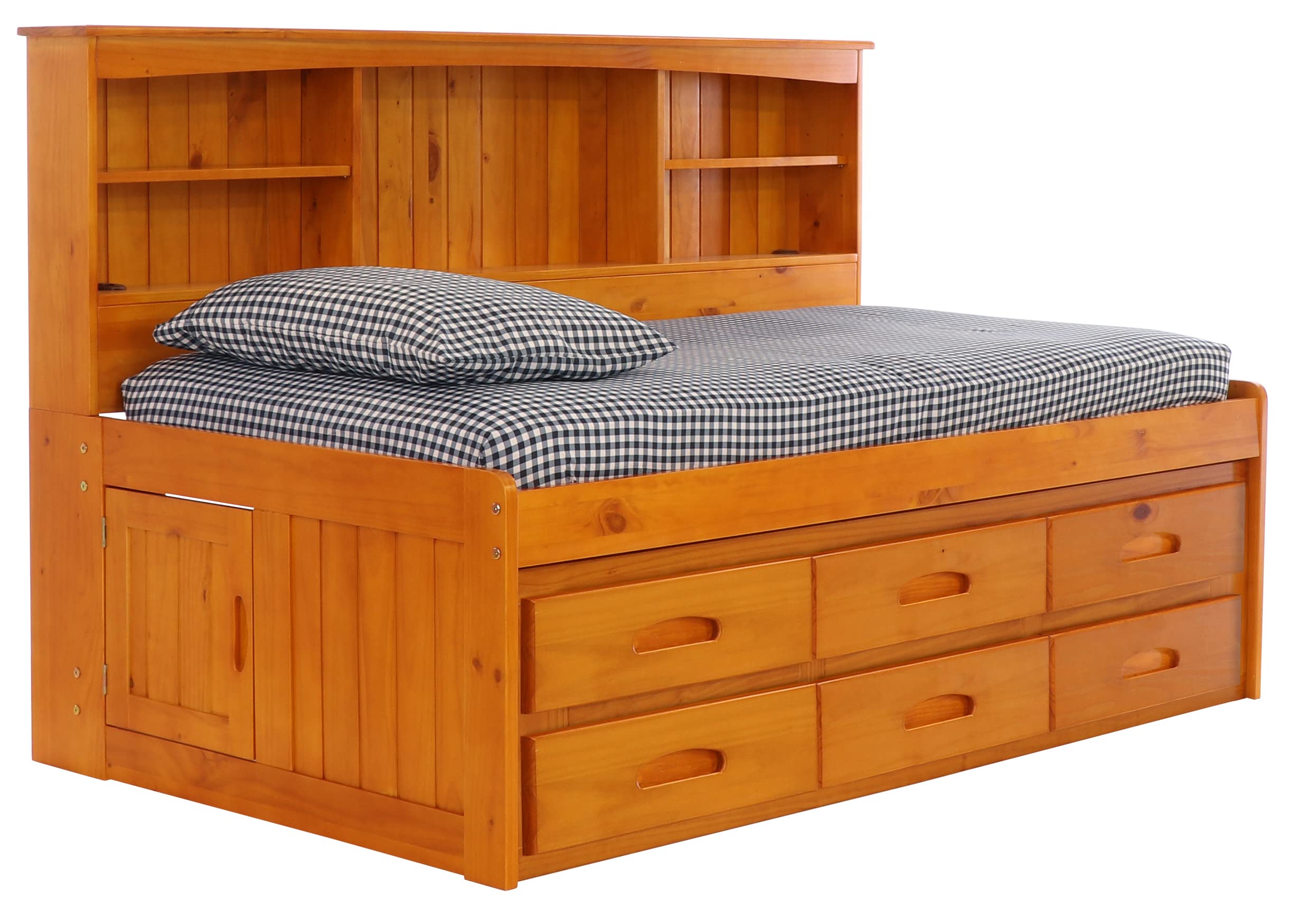 OS Home and Office Furniture Model 82122K6-22, Solid Pine Twin Daybed with Six Drawers in Warm Honey