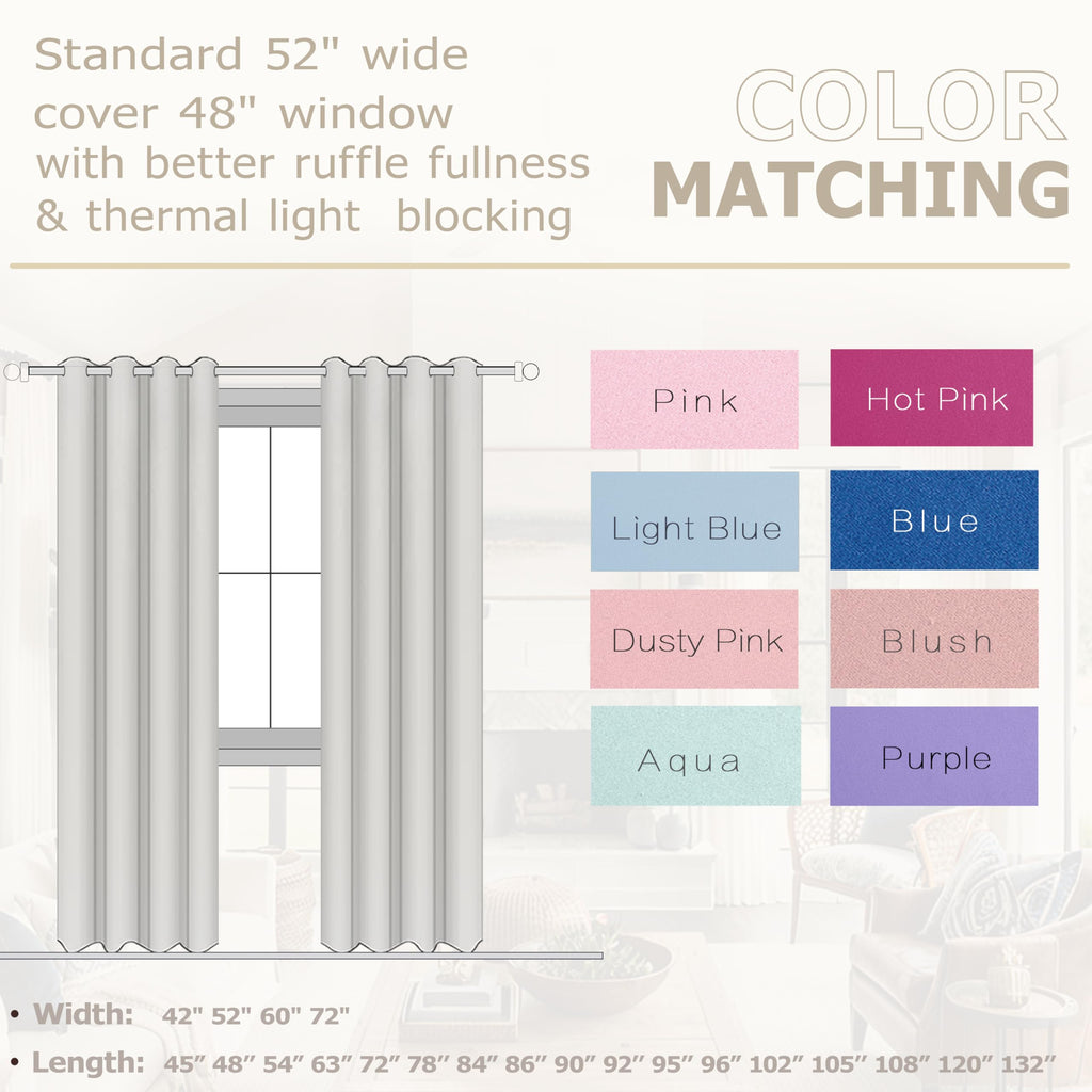 Koufall 52X90 Inch Length Aqua Blackout Curtains For Living Room Bedroom