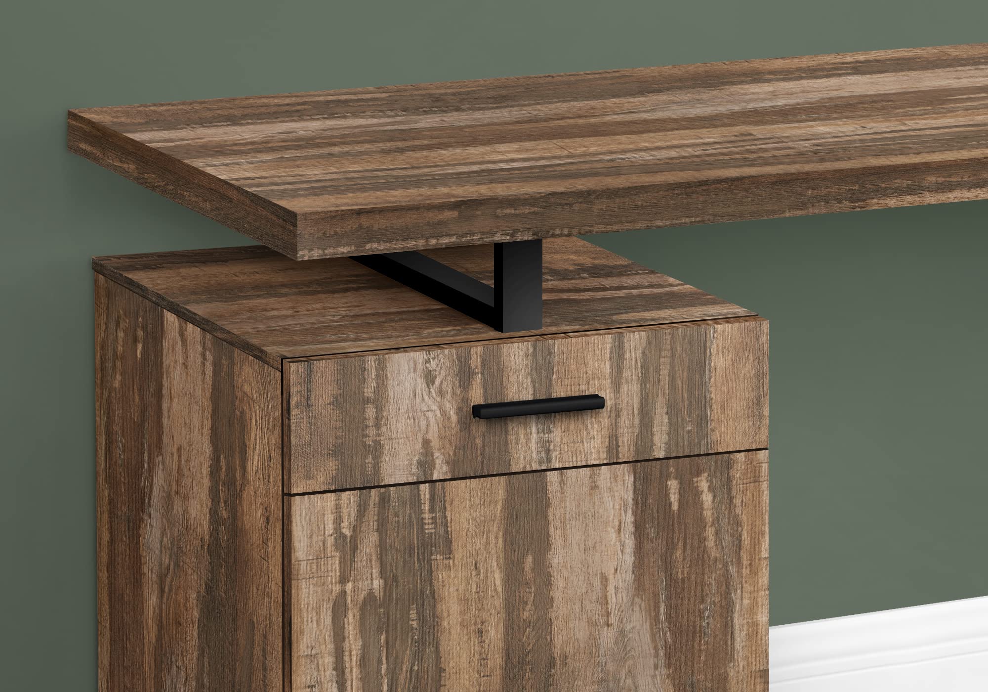 Monarch Specialties I 7765 Computer Desk, Home Office, Laptop, Left, Right Set-up, Storage Drawers, 48' L, Work, Metal, Laminate, Brown, Black, Contemporary