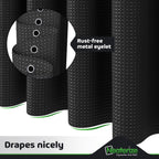 Neaterize Stall Shower Curtain Black - Hotel Style Black Shower Curtains For Bathroom With Waffle Design, 36X72 Inches - Fabric