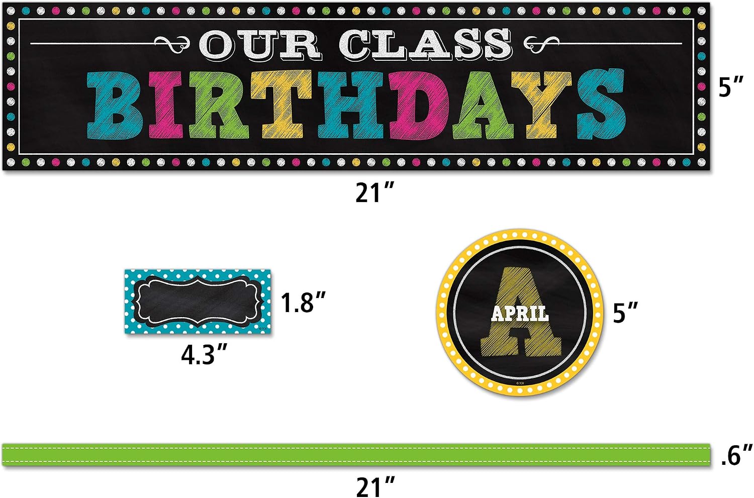 Teacher Created Resources Chalkboard Brights Mini Bulletin Board Set, 21 X 5 Inch, Multicolor
