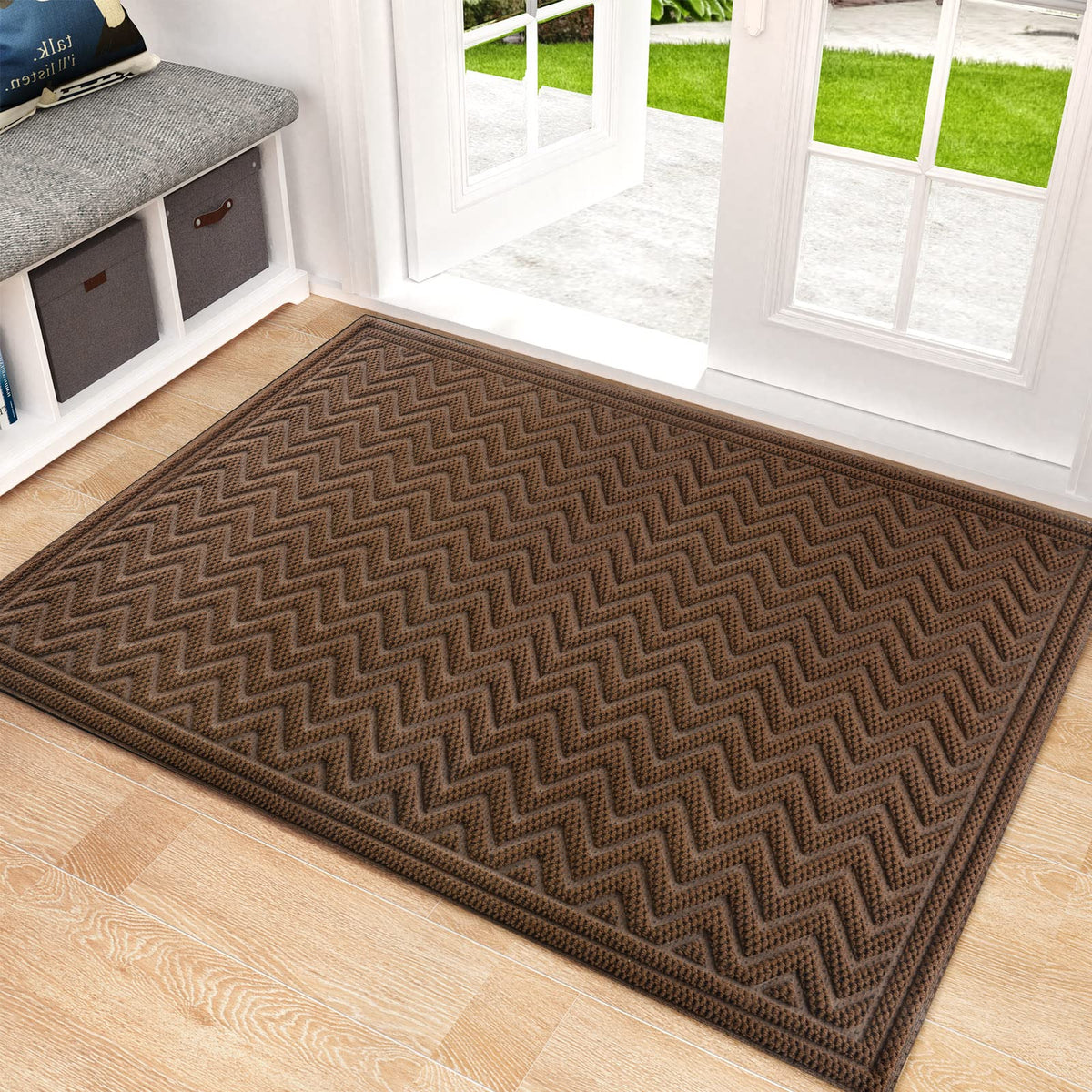 Mibao Welcome Mats Outdoor - Entryway Rug, Outdoor Rubber Mats, Outdoor Indoor Entrance, Large Front Door Mat, Skid Resistant Du