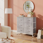 Wlive Fabric Dresser For Bedroom, 6 Drawer Double Dresser, Storage Tower With Fabric Bins, Chest Of Drawers For Kid'S Room, Closet, Playroom, Nursery, Dormitory, Light Grey
