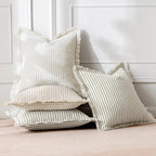 Miulee Pack Of 2 Olive Green Pillow Covers 24X24 Inch Striped Farmhouse Couch Spring Throw Pillow Covers With Fringe Chic Linen Decorative Cushion Covers For Sofa Living Room Bed Home Decor