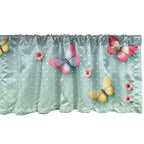 Ambesonne Butterfly Window Valance Pack Of 2, Polka Dot Backdrop With Wings Of Spring And Blushy Sakura Flowers, Rod Pocket Curtain Valances Kitchen Bedroom, 54' X 12',Mint Green And Multicolor