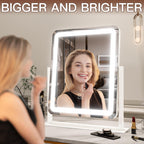 FENNIO LED Vanity Mirror with Lights - 15"x12.6", Dimmable Touch Screen, White Glass Makeup Mirror for Bedroom and Desk