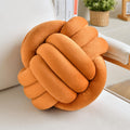 Lusjnge Decorative Throw Knot Pillow Ball For Home Chair Sofa Aesthetic Round Velvet Knotted Pillow Cushion (Caramel, 8.7Inch)