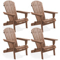 Casafield Folding Adirondack Chair, Set Of 4 Cedar Wood Outdoor Fire Pit Lounge Chairs For Patio, Deck, Yard, Lawn And Garden Seating, Partially Pre-Assembled - Espresso