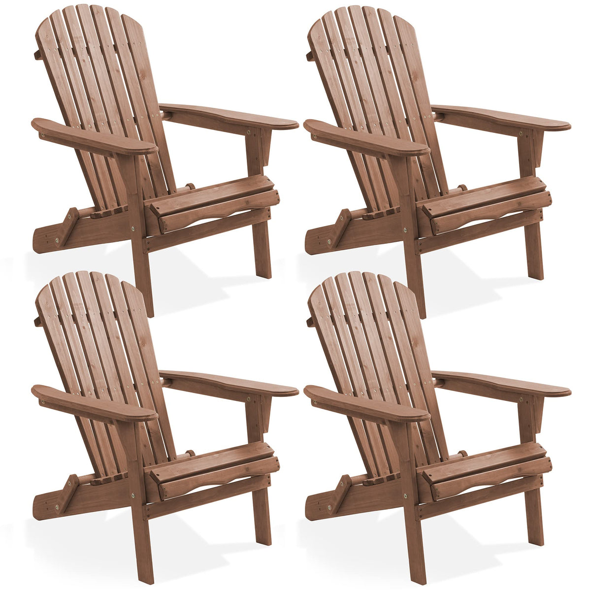 Casafield Folding Adirondack Chair, Set Of 4 Cedar Wood Outdoor Fire Pit Lounge Chairs For Patio, Deck, Yard, Lawn And Garden Seating, Partially Pre-Assembled - Espresso