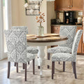 COLAMY Upholstered Parsons Dining Chairs Set of 4, Fabric Dining Room Kitchen Side Chair with Nailhead Trim and Wood Legs - Grey
