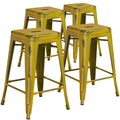 Flash Furniture Kai Commercial Grade 4 Pack 24 High Backless Distressed Copper Metal Indoor-Outdoor Counter Height Stool