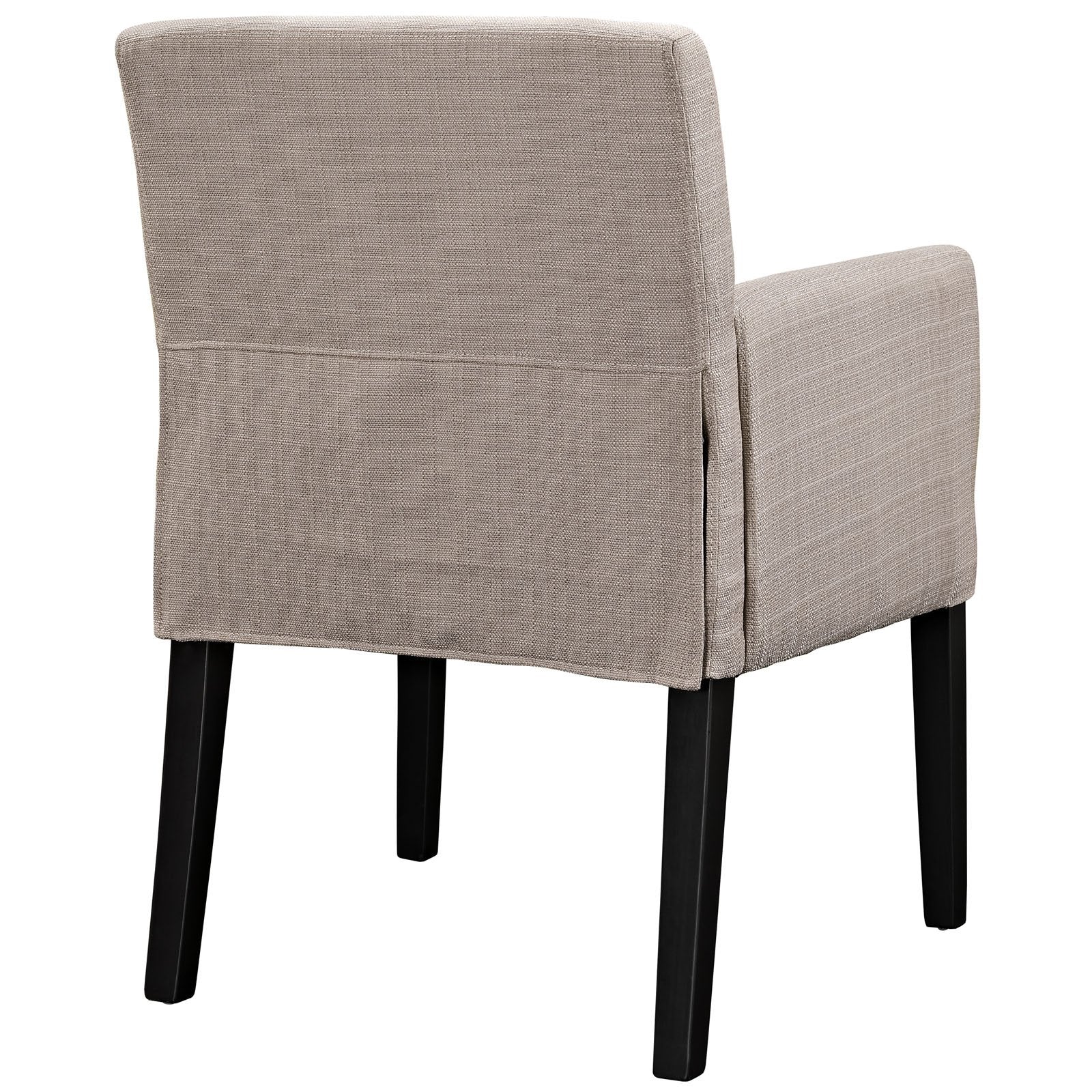 Modway Chloe Upholstered Fabric Modern Farmhouse Dining Arm Accent Chair In Beige - Set Of 4