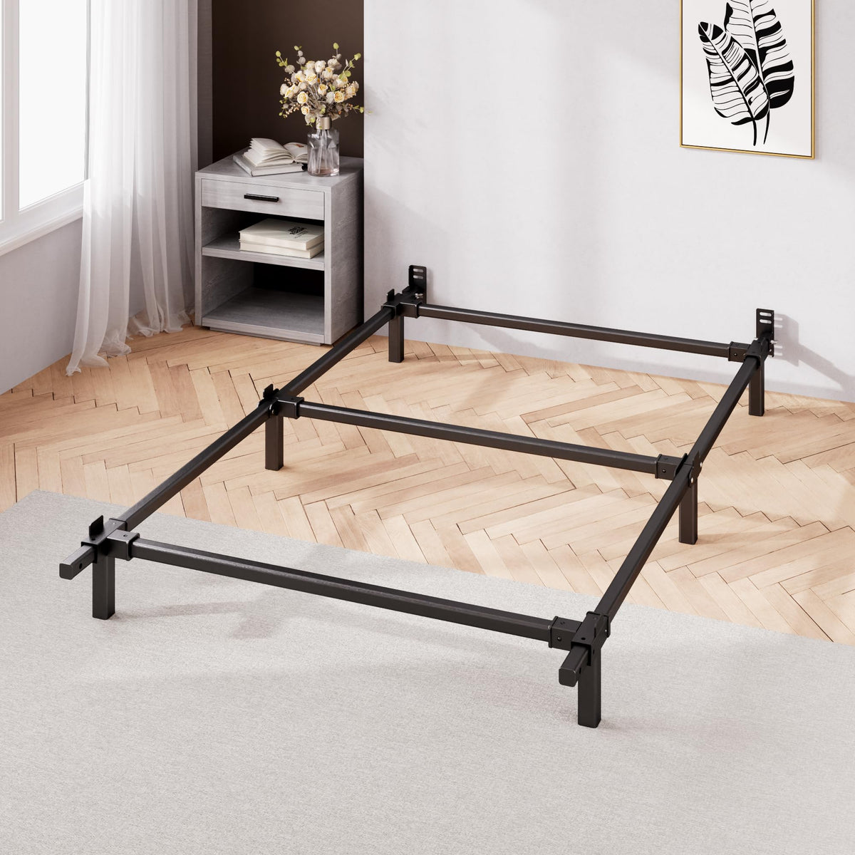 Zinus 7 Inch Compack® Metal Bed Frame, Support Bed Frame For Box Spring And Mattress Set, Black, Twin