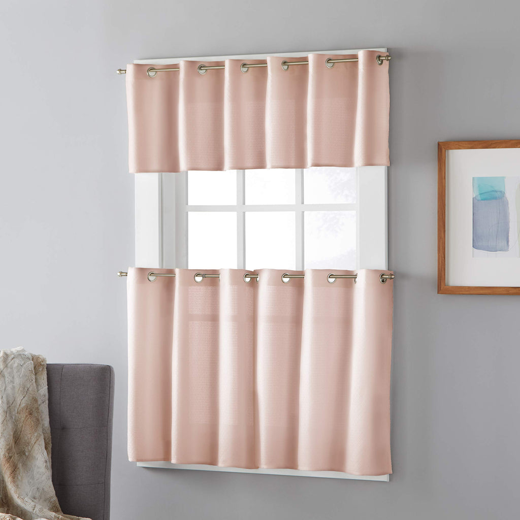 Skl Home Trio Curtain Tier Pair, 57 Inches X 24 Inches, Blush