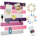 Youdeful 8Pcs Bulletin Board Strips, Purple Rose Felt Pin Board Bar Strips With 50 Pushpins, Self-Adhesive Felt Cork Board Strip