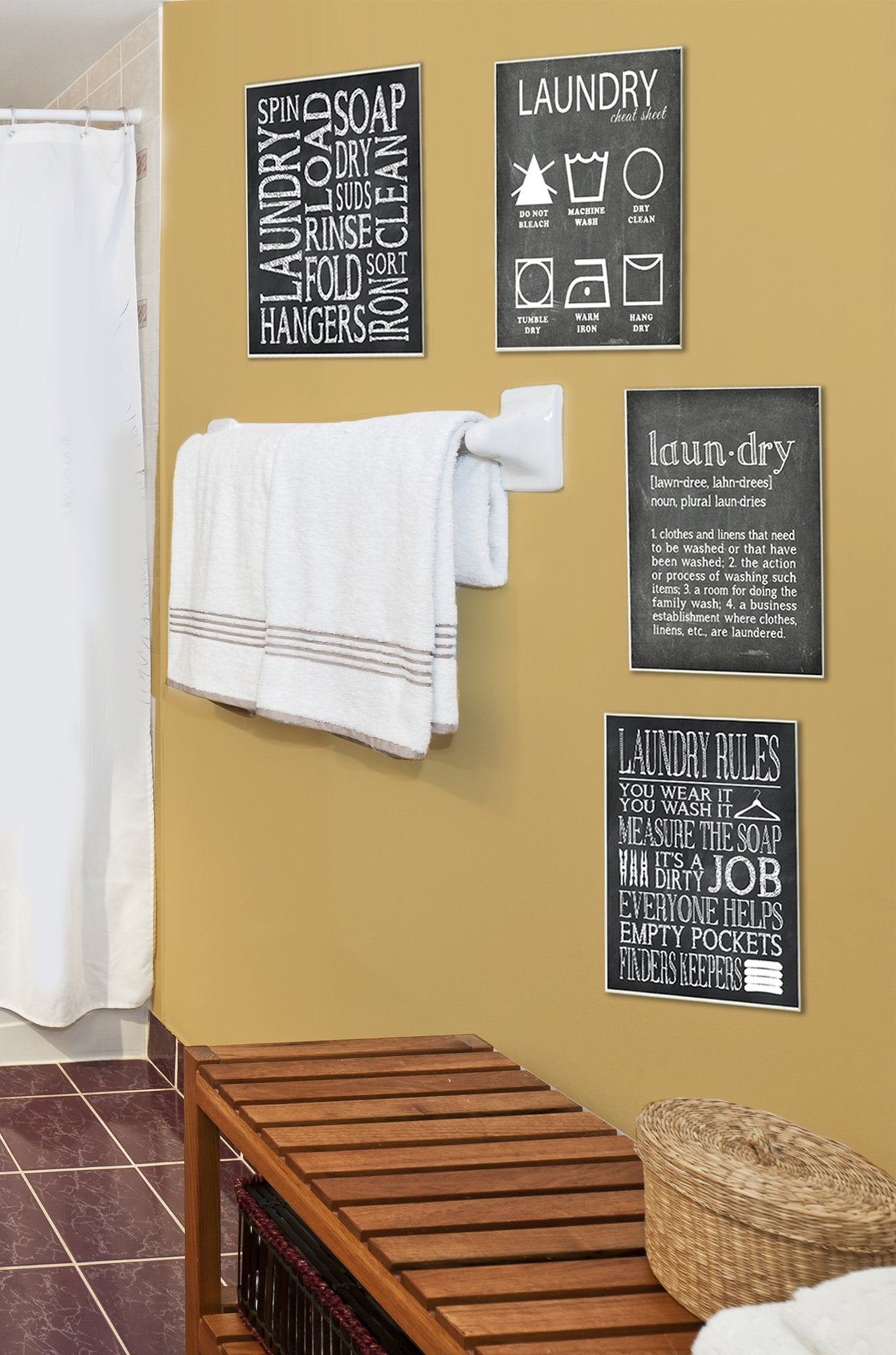 Stupell Home D  Cor Laundry Cheat Sheet Icons Chalk Look Wall Plaque Art, 10 X 0.5 X 15, Proudly Made In Usa