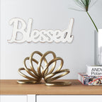 Sintosin Rustic White Wooden Blessed Sign For Tabletop 15', Wall Hanging Farmhouse Blessed Signs For Home Decor, Handmade Thank