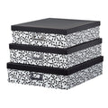 Soul & Lane Decorative Cardboard Storage Boxes With Lids for Home D  cor - Set of 3: Nesting Floral Black and White Photo Storag