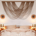 Flber Large Macrame Wall Hanging Brown Die-Dyed 57.00'' W x 31.00'' L Boho Wall Decor Yarn Tapestry Craftsmanship Home Macrame W