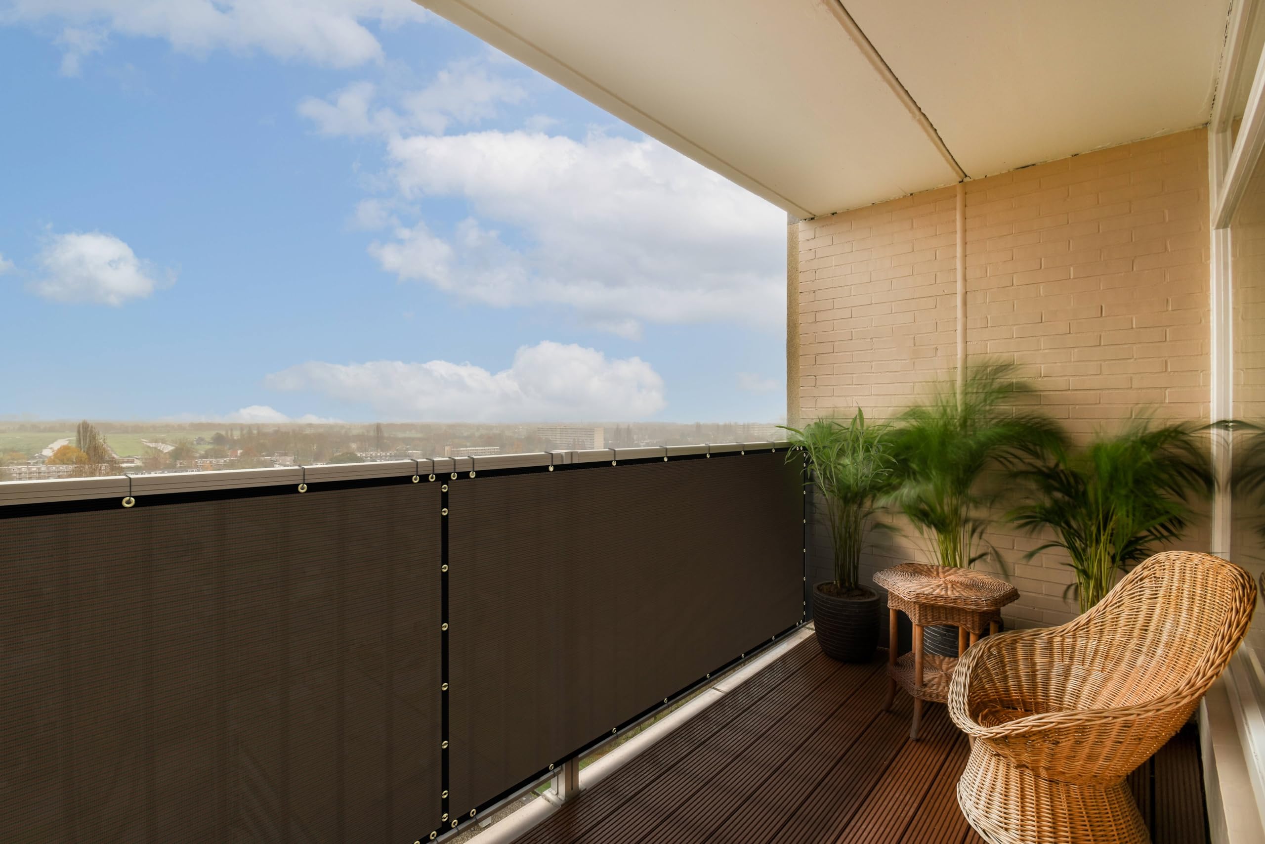 Colourtree Customized Size Brown 3' X 21' Balcony Privacy Screen, Apartment Porch Railing Patio Fence Windscreen Fabric Cloth -