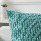 Kevin Textile Throw Pillow Covers Soft Corduroy Decorative Set Of 2 Boho Striped Pillow Covers Pillowcases Farmhouse Home Decor For Couch Bed Sofa Living Room 12X20 Inch Aqua Green