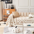Handontime Sofa Covers For Sectional Sofa Set Boho Couch Cover For Dogs Khaki Throw Couch Cover With Tassel Loveseat Covers Futon Cover L Shaped Cover Washable Chenille Couch Protector, 91' X134'