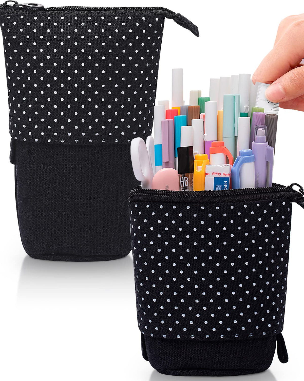 Sooez Pop Up Pencil Case, Cute Stand Up Durable Pen Pouch, Telescopic Kawaii Standing Spacious Pencil Pouch Portable Pencil Hold