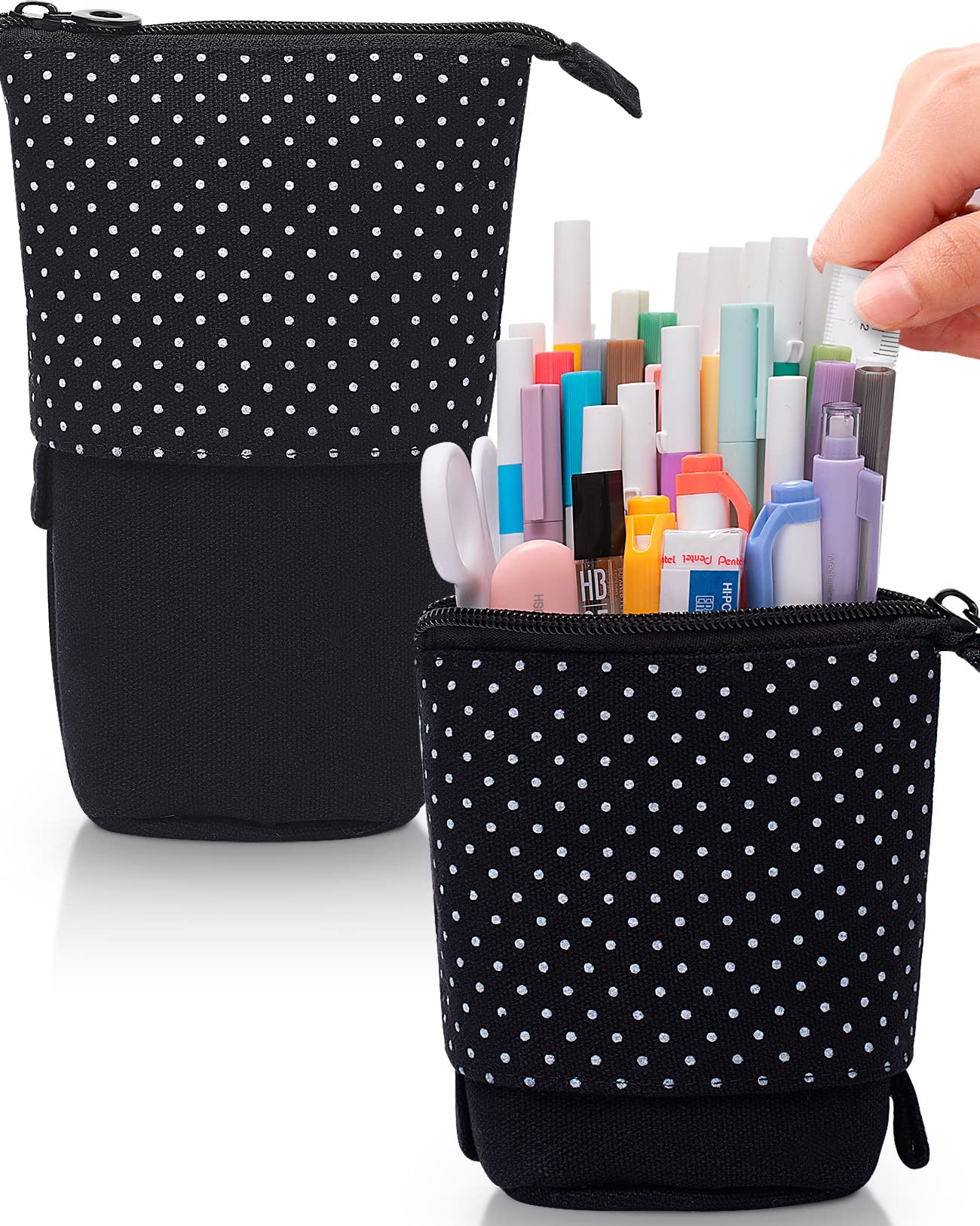 Sooez Pop Up Pencil Case, Cute Stand Up Durable Pen Pouch, Telescopic Kawaii Standing Spacious Pencil Pouch Portable Pencil Hold