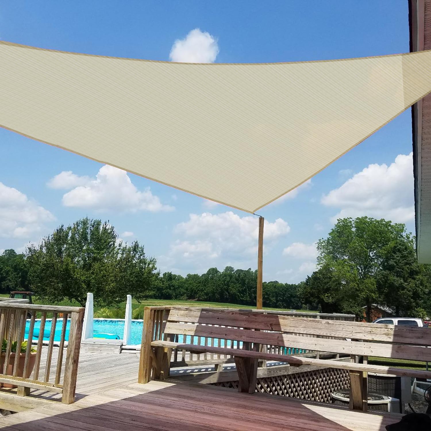 Windscreen4Less Triangle Sun Shade Sail Uv Block Fabric Canopy For Patio Garden Patio Yard (Beige)