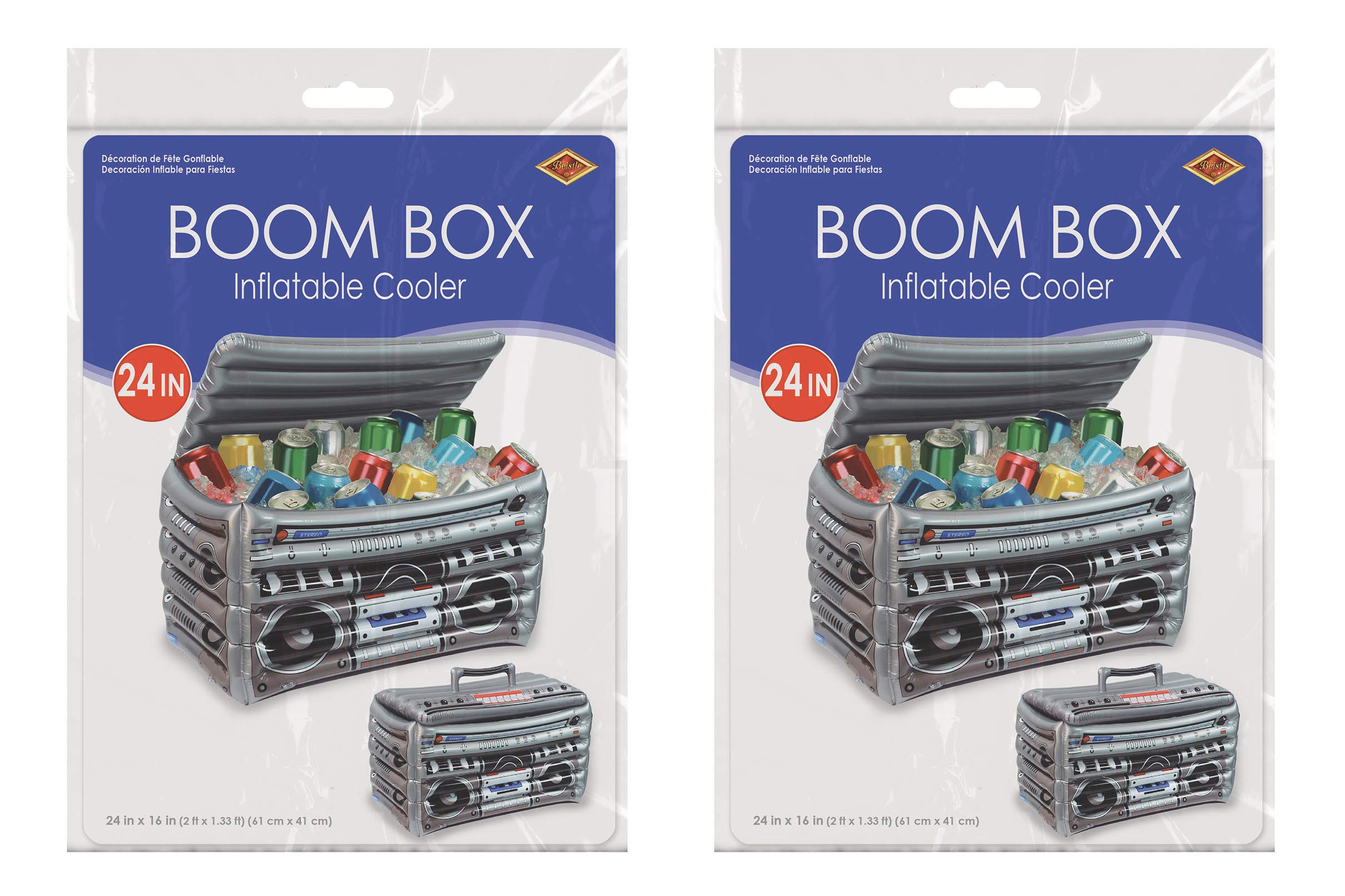Beistle Inflatable Boom Box Coolers, 2 Pack, 16    X 24   , Each Holds Approx. 48 12 Oz. Cans - 80'S Party Decorations, Inflatab