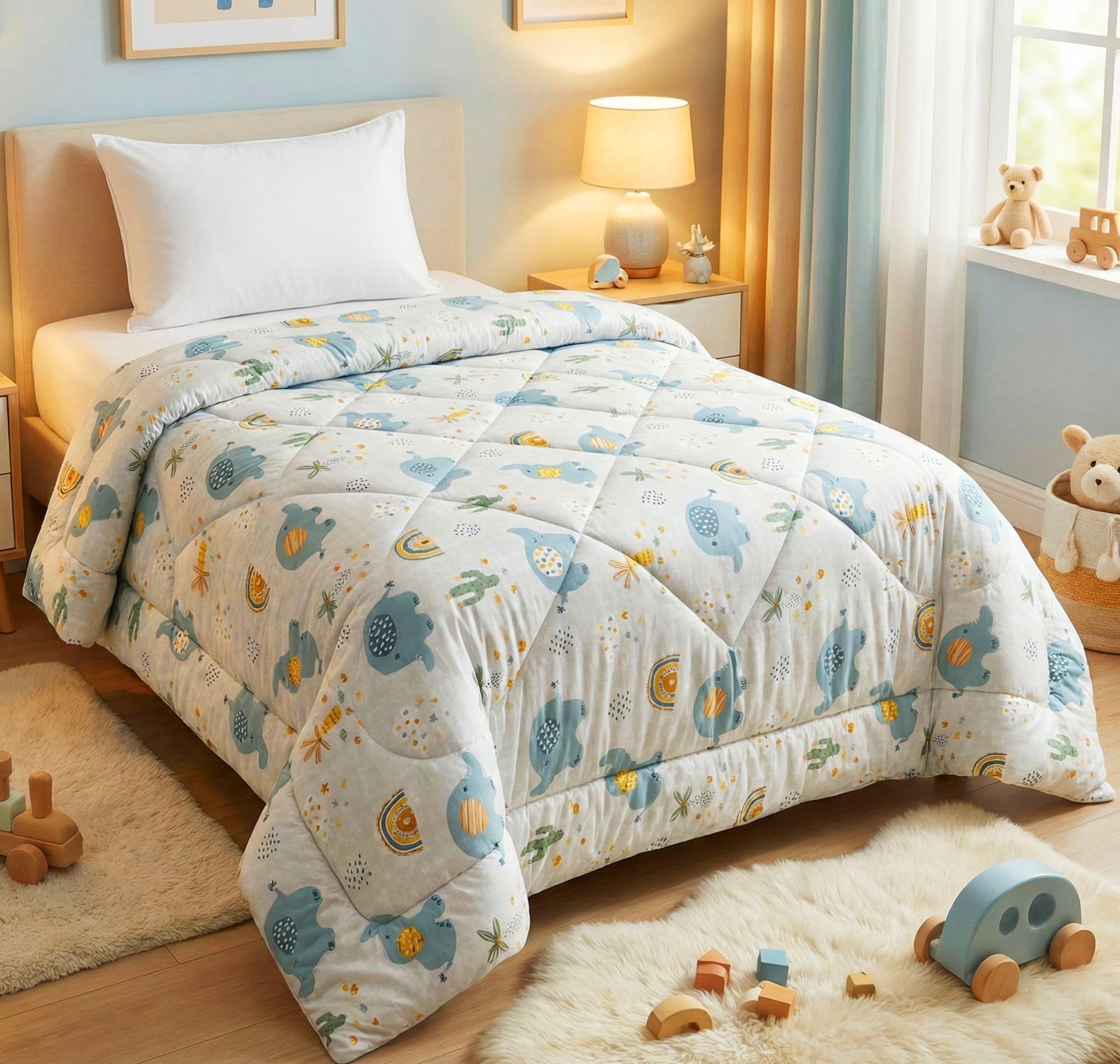 Vas Collections 180 Gsm Microfiber Reversible Ac Comforter | Kids Printed Winter Quilt/Duvet For Single Bed | Soft Warm Cozy Bla