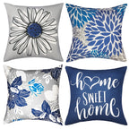 Rysmiyou Blue Pillow Covers 16X16 Inch Set Of 4 Decorative Throw Pillow Covers Couch Pillow Covers For Sofa Outdoor Throw Pillow