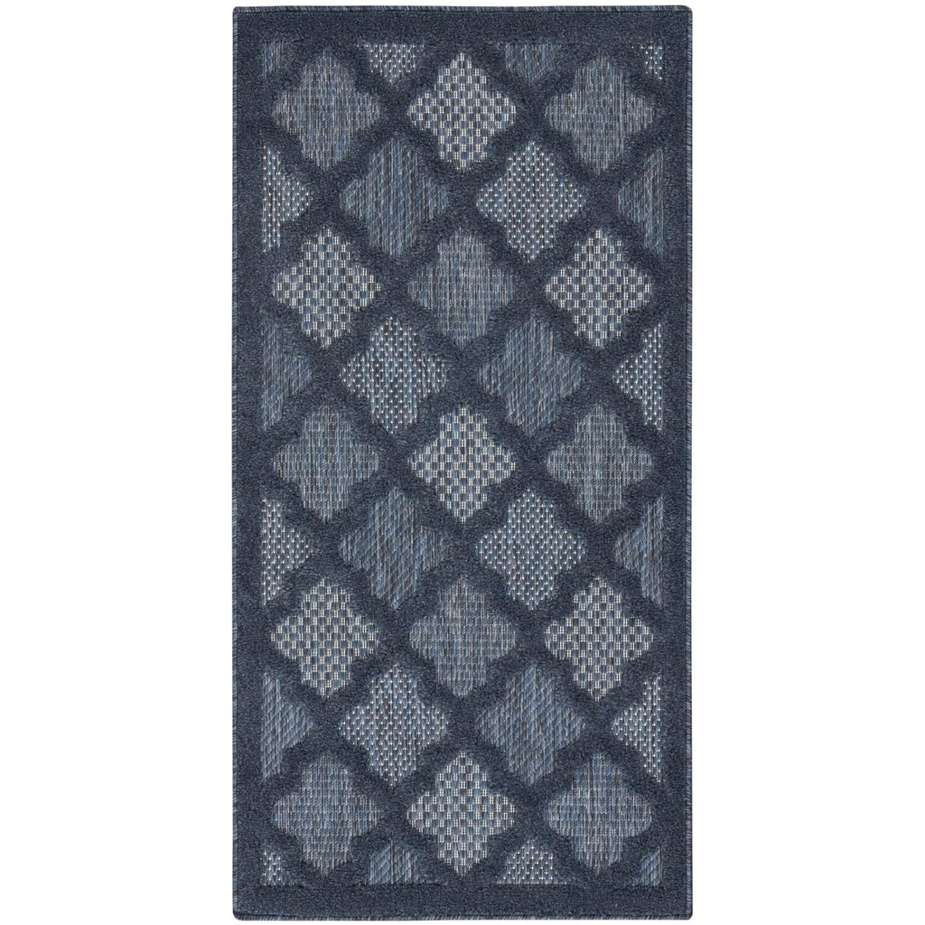Nourison Easy Care Moroccan Navy Blue 2' X 4' Area Rug, Trellis, Easy Cleaning, Non Shedding, Bed Room, Living Room, Dining Room, Backyard, Deck, Patio (2X4)