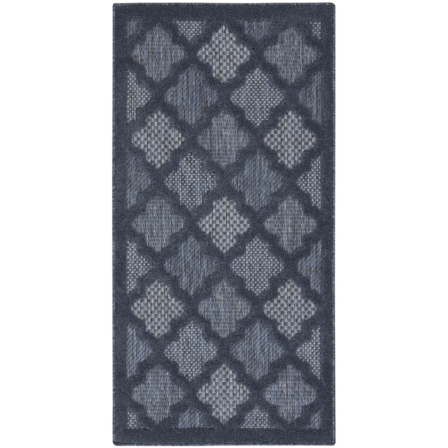 Nourison Easy Care Moroccan Navy Blue 2' X 4' Area Rug, Trellis, Easy Cleaning, Non Shedding, Bed Room, Living Room, Dining Room, Backyard, Deck, Patio (2X4)