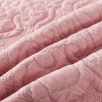 Newlake Quilt Bedspread Set, Pink Jacquard Embossed Floral Pattern Reversible Embroidered Microfiber Coverlet Sets, King Size