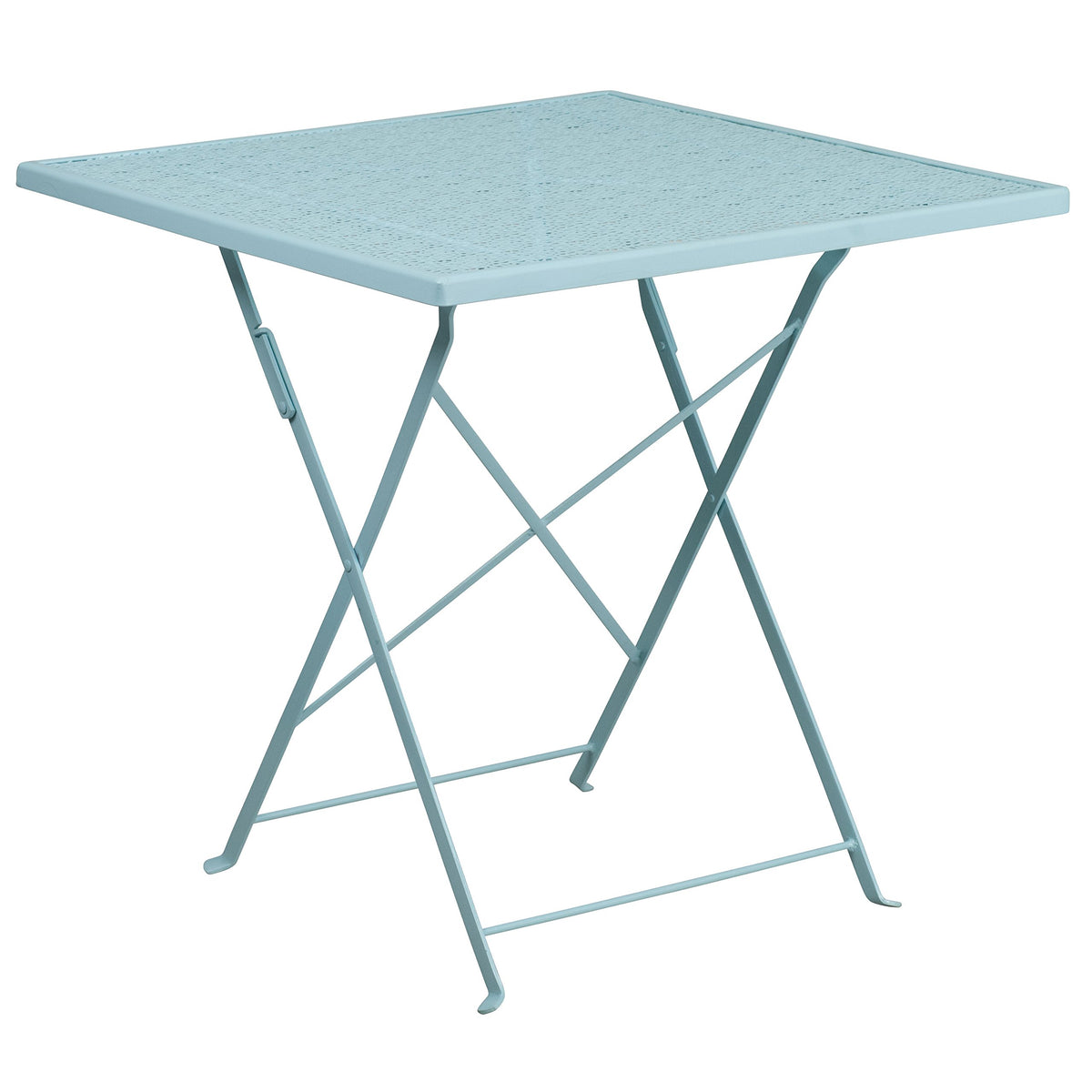 Flash Furniture Oia Commercial Grade 28&quot; Square Sky Blue Indoor-Outdoor Steel Folding Patio Table