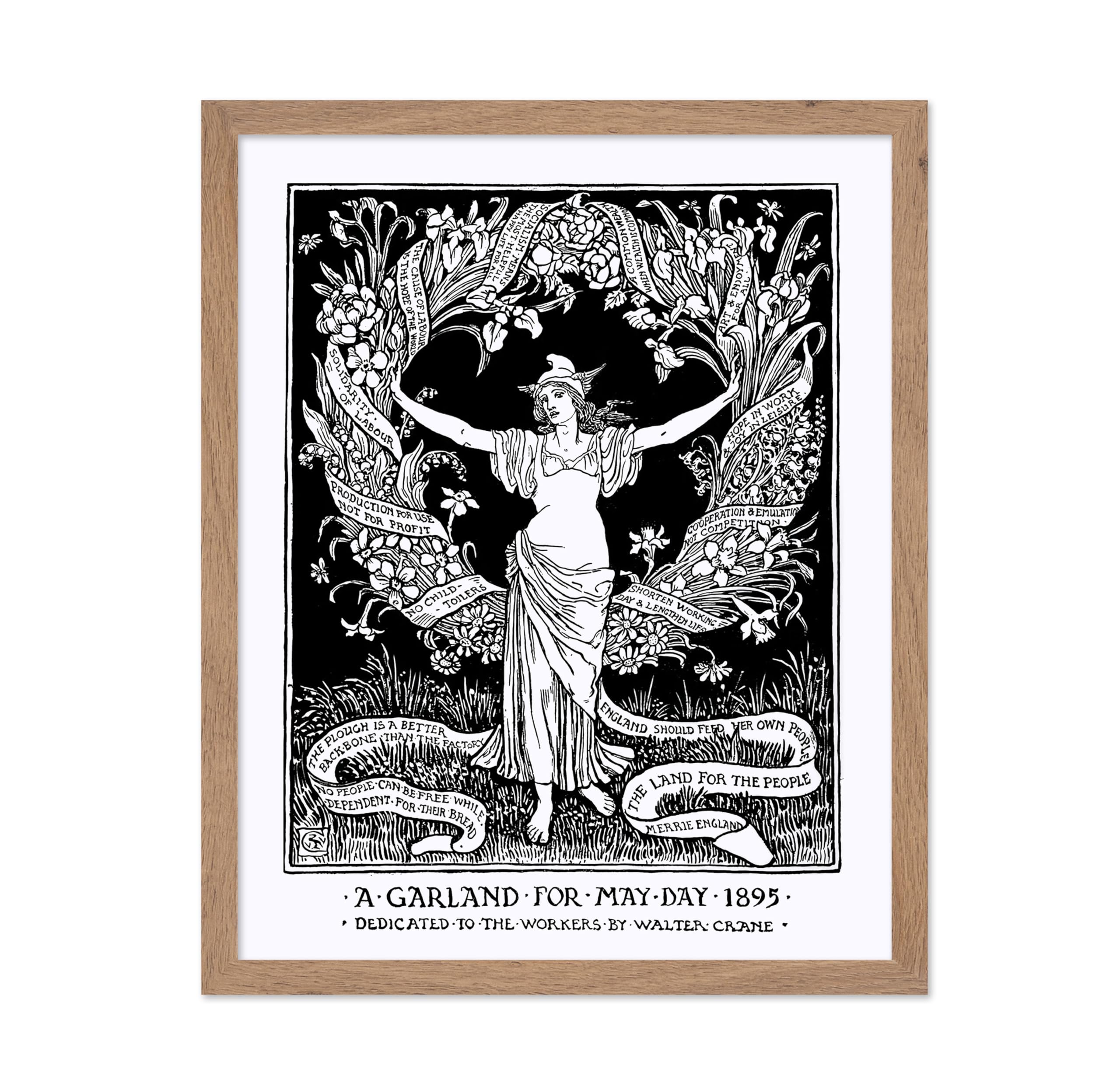 Poster Master Vintage Walter Crane Poster - Retro A Garland for May Day Print - Socialist Art - Gift for Him, Her, Men, Women - 
