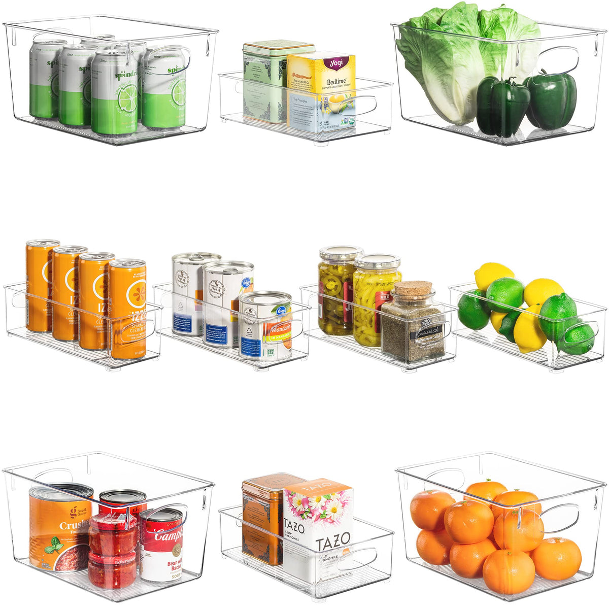 Sorbus Clear Plastic Fridge Organizer Bins, Versatile Kitchen, Cabinet, Food Pantry, Bathroom, Refrigerator Organization & Stora