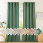 Nicetown Thick Linen Curtains & Drapes Semi Sheer For Living Room 96 Inch Length, Grommet Linen Blend Privacy With Light Filter For Home Office/Farm House, W55 X L96, Olive Green, 1 Pair
