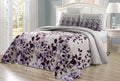 3-Piece Fine Printed Oversize (115' X 95') Fresca Quilt Set Reversible Bedspread Coverlet King Size Bed Cover (Purple, Grey, V