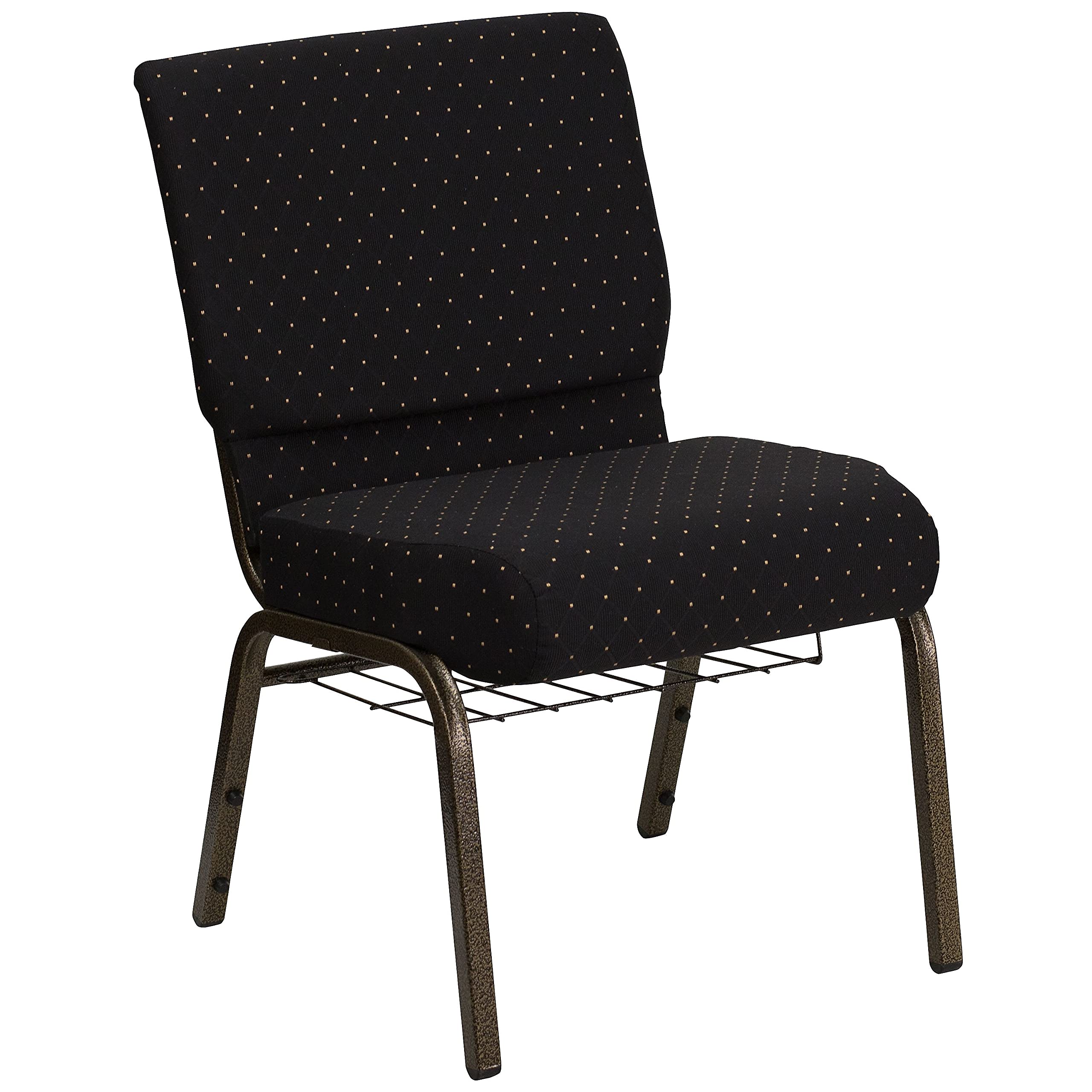 Flash Furniture 2214GV806B 21 x 4 Dot Patterned Church Chairs W/Cup Book Rack & Gold Vein Frame
