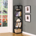 Kings Brand Wood Wall Corner 5-Tier Bookshelf Case, Espresso Finish