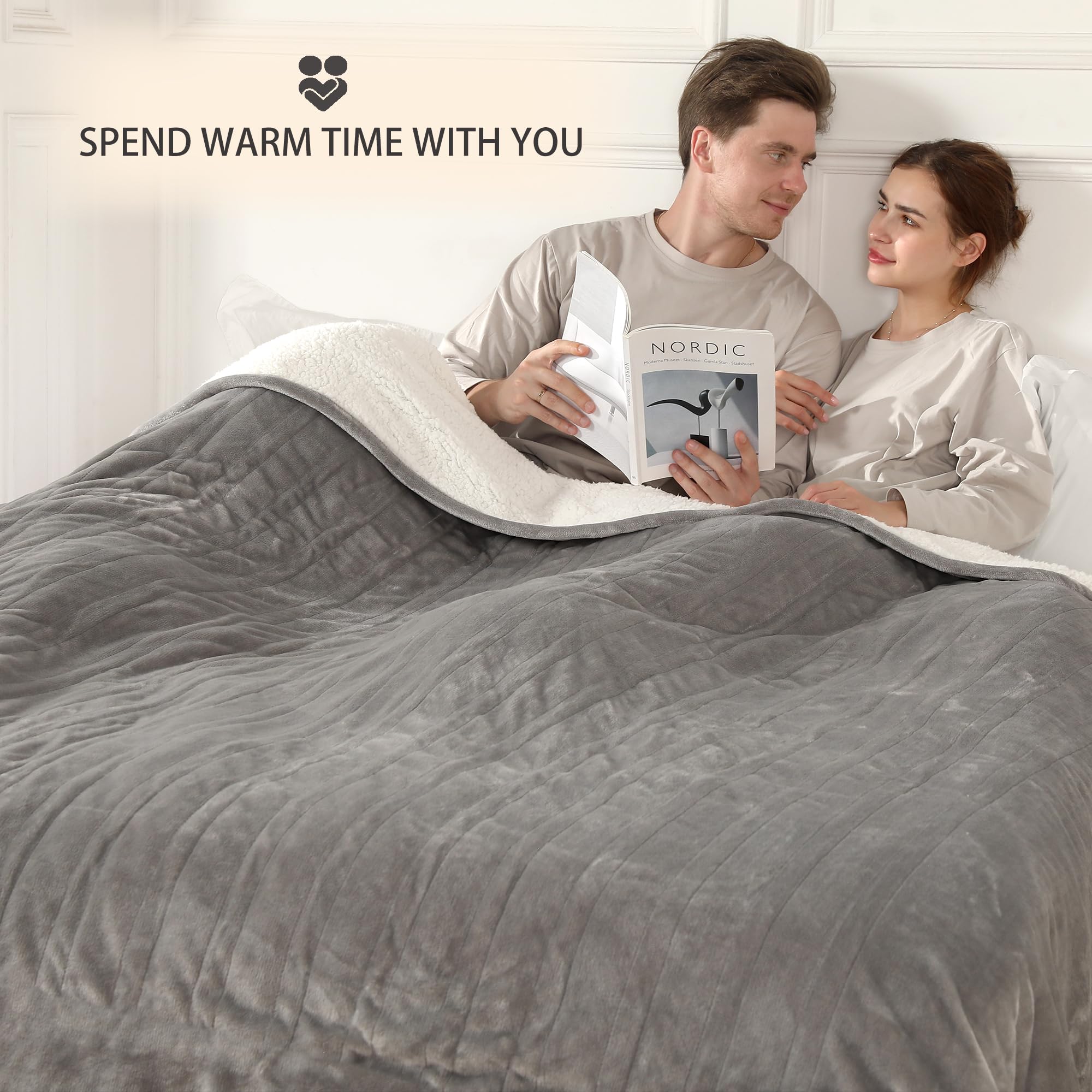 Heated Blanket Queen Size, 84''X90'' Queen Electric Blanket Dual Control With 5 Heating Levels & 10 Hours Auto Off, Electric Hea