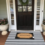Black And White Striped Outdoor Rug Front Porch Rug 27.5'X43' Cotton Hand-Woven Welcome Mats Layered Door Mats For Front Porch